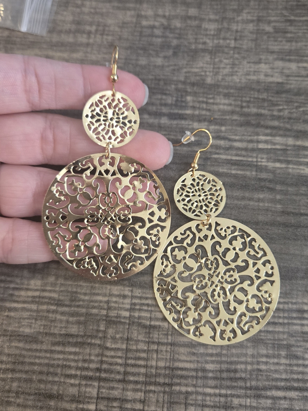 Gold Filigree Double-Drop Earrings